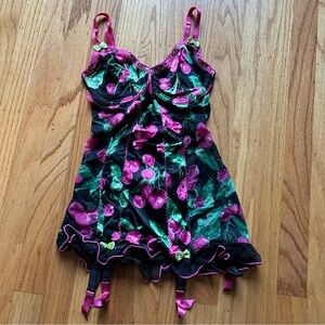 Vintage Victoria’s Secret retro pink and black cherry lingerie